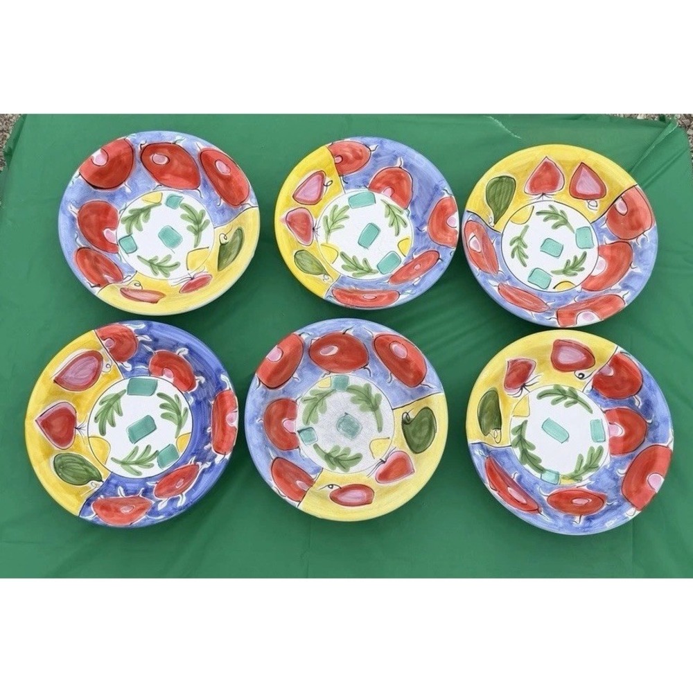 Present Tense Italy Hand Painted Pasta Bowls Set of 6 Elizabeth Barrett
